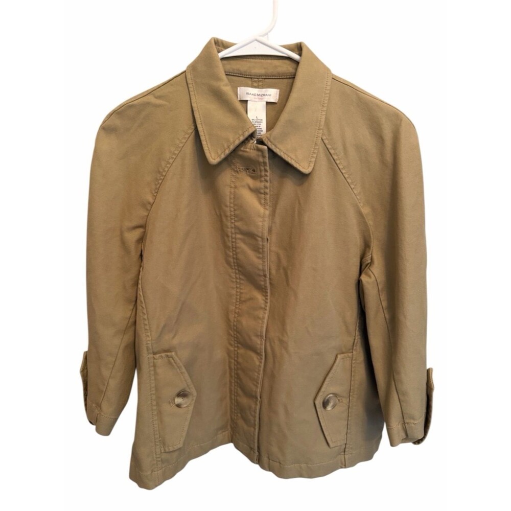Vintage Isaac Mizrahi for Target Tan Cotton Blend Trench Jacket. Size Large